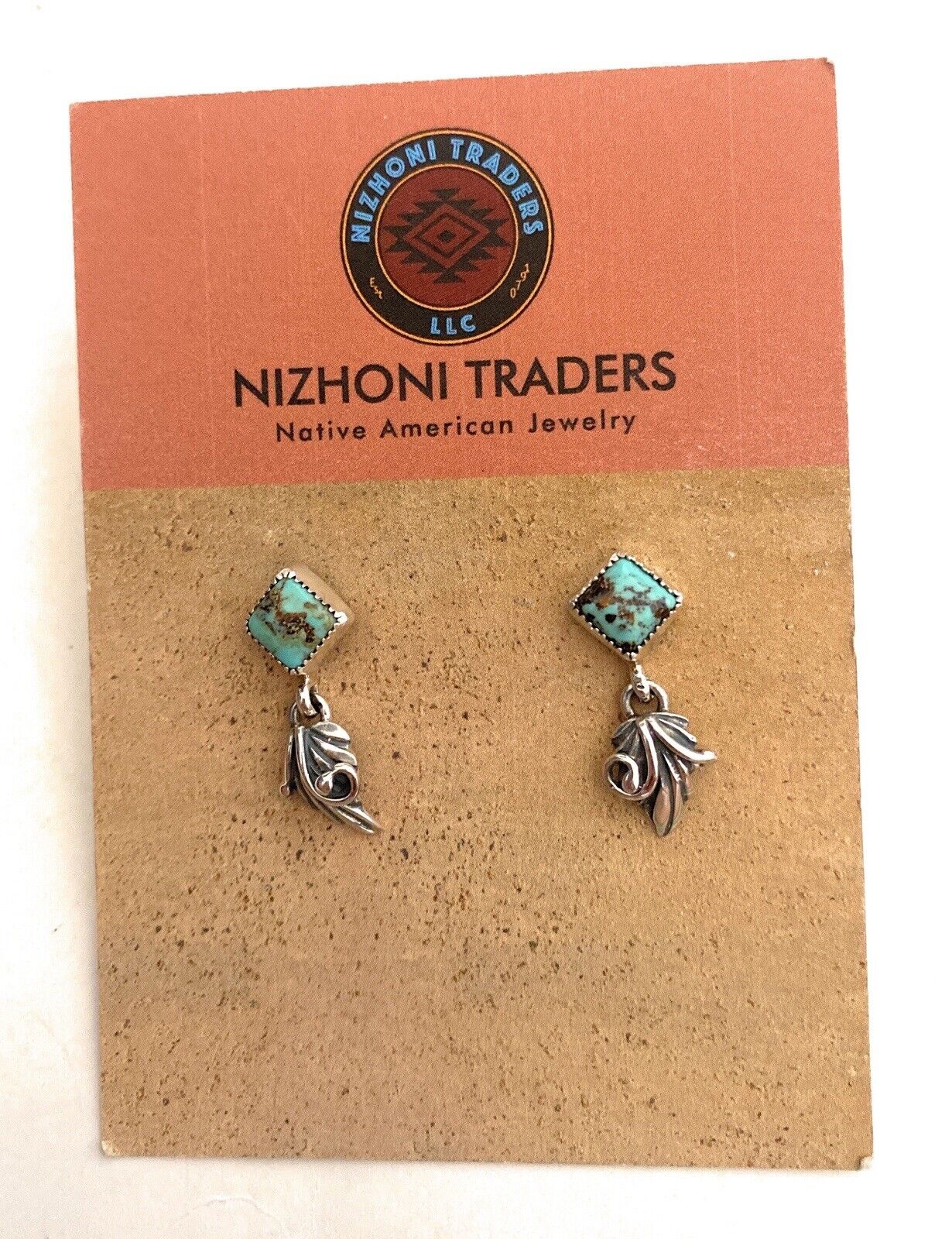 Navajo Turquoise & Sterling Silver Square Dangle Earrings