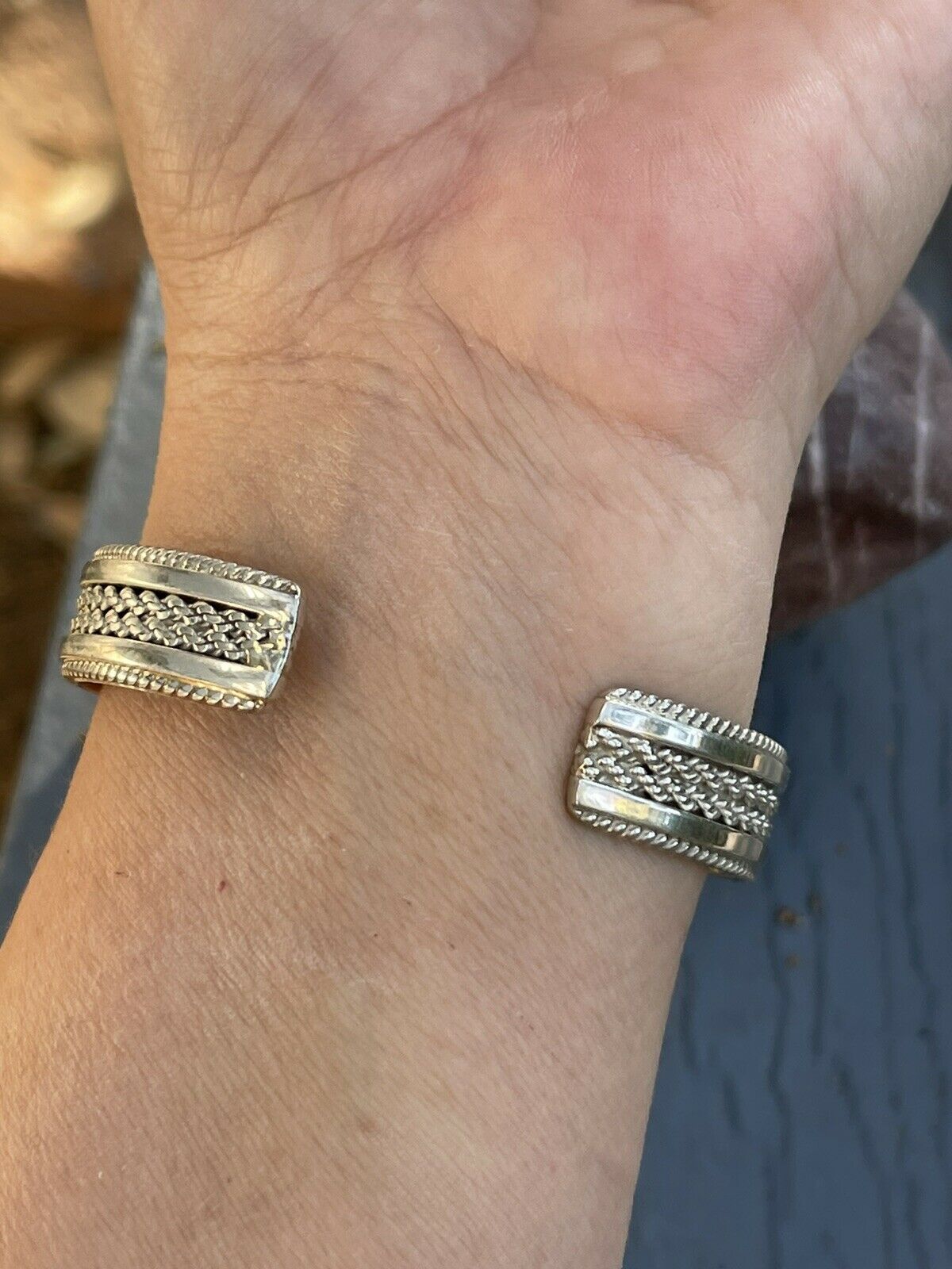 Unique Handcrafted Sterling Silver & Rainbow Stone Elegant Cuff Bracelet