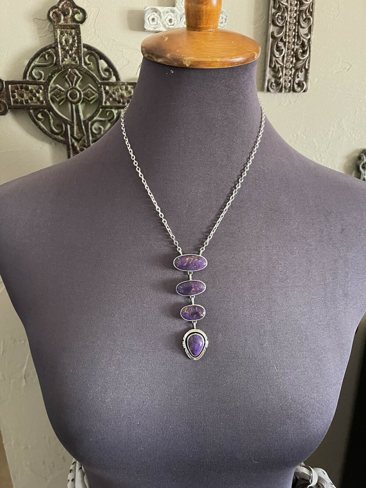 Handcrafted Purple Dream Mojave & Sterling Silver Lariat Necklace