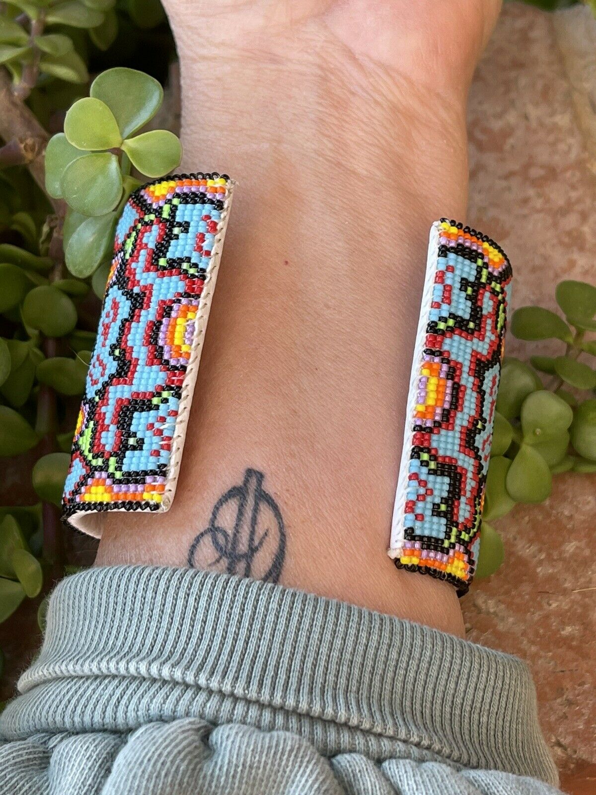 Handcrafted Beaded Flower Lotus Cuff Bracelet