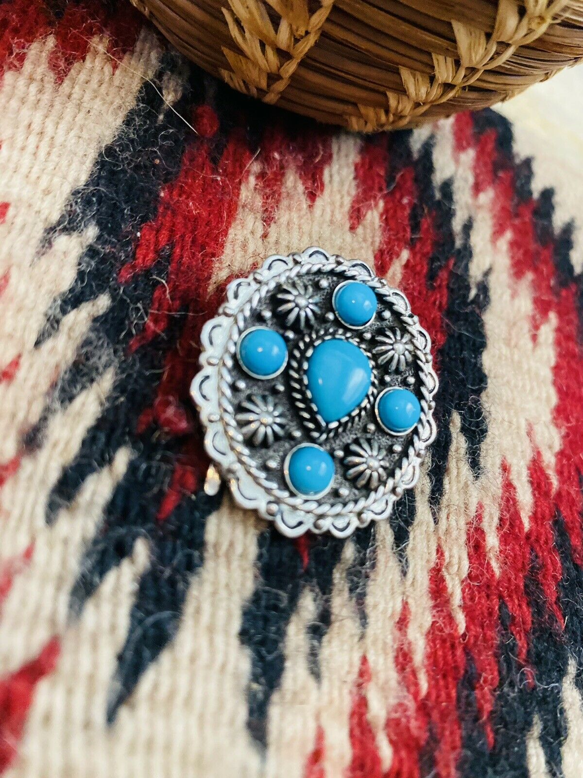 Handcrafted Vintage Turquoise & Hand Stamped Sterling Silver Ponytail Hook