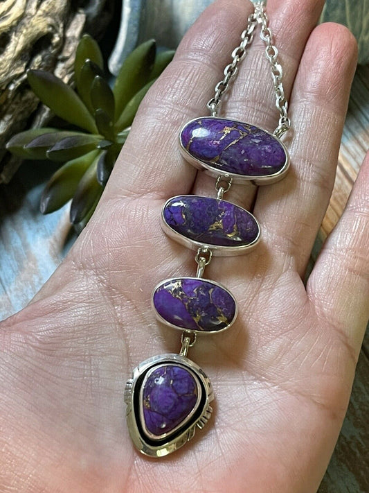 Handcrafted Purple Dream Mojave & Sterling Silver Lariat Necklace