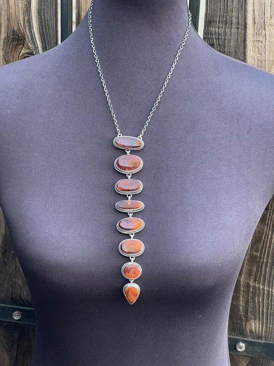 Handcrafted Sterling Silver Spiny Drop Necklace By Wydell Billie