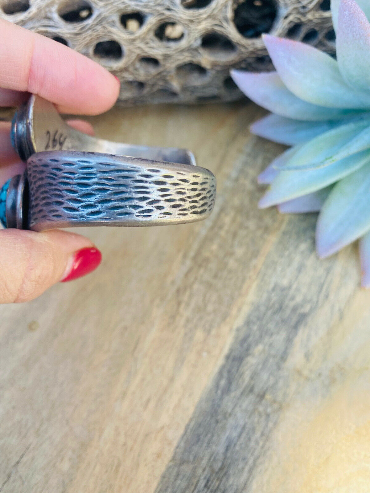 Handcrafted Vintage Kingman Turquoise & Sterling Silver Cuff Bracelet /