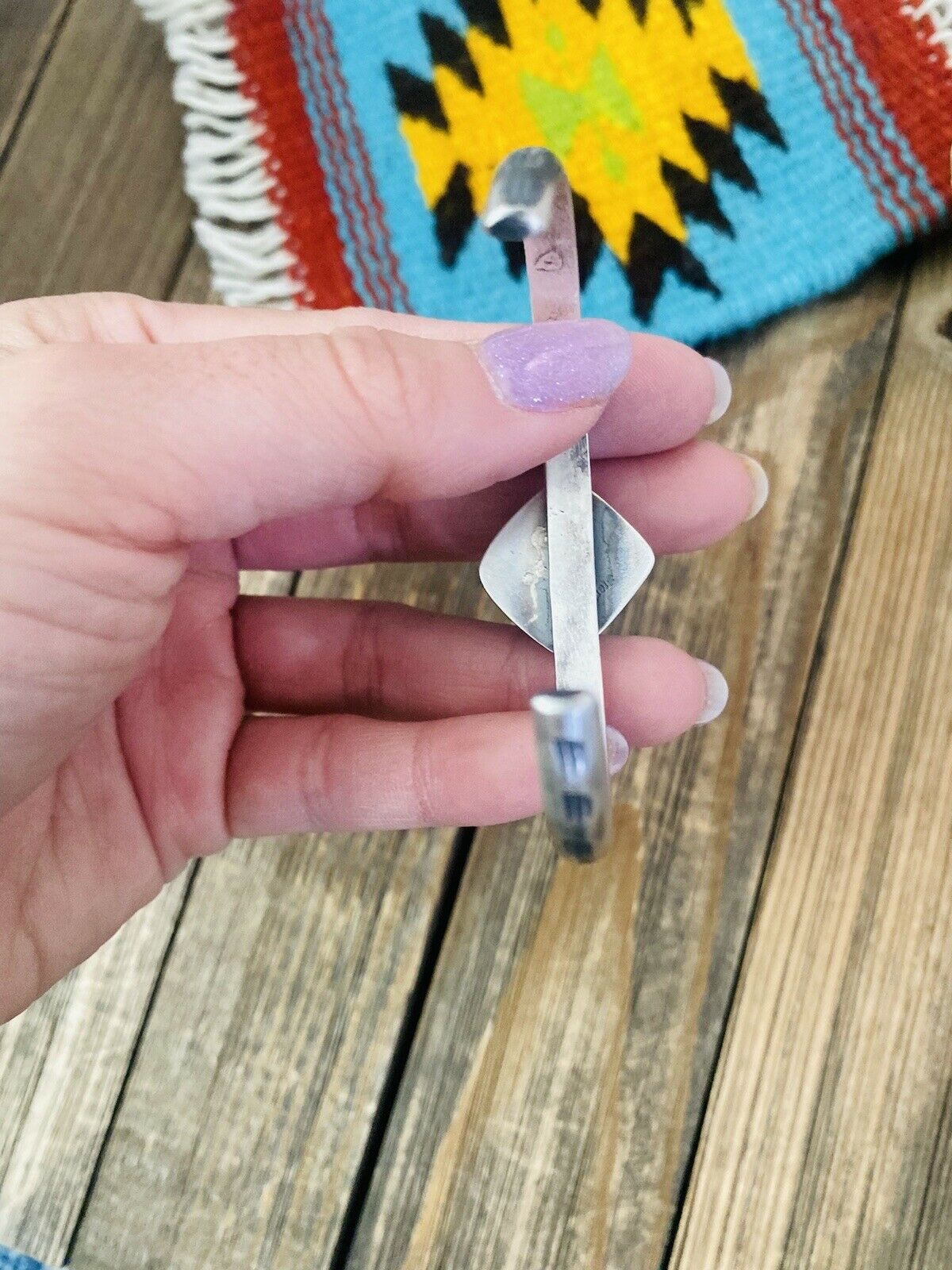 Navajo Sterling Silver & Zebra Jasper Cuff Bracelet