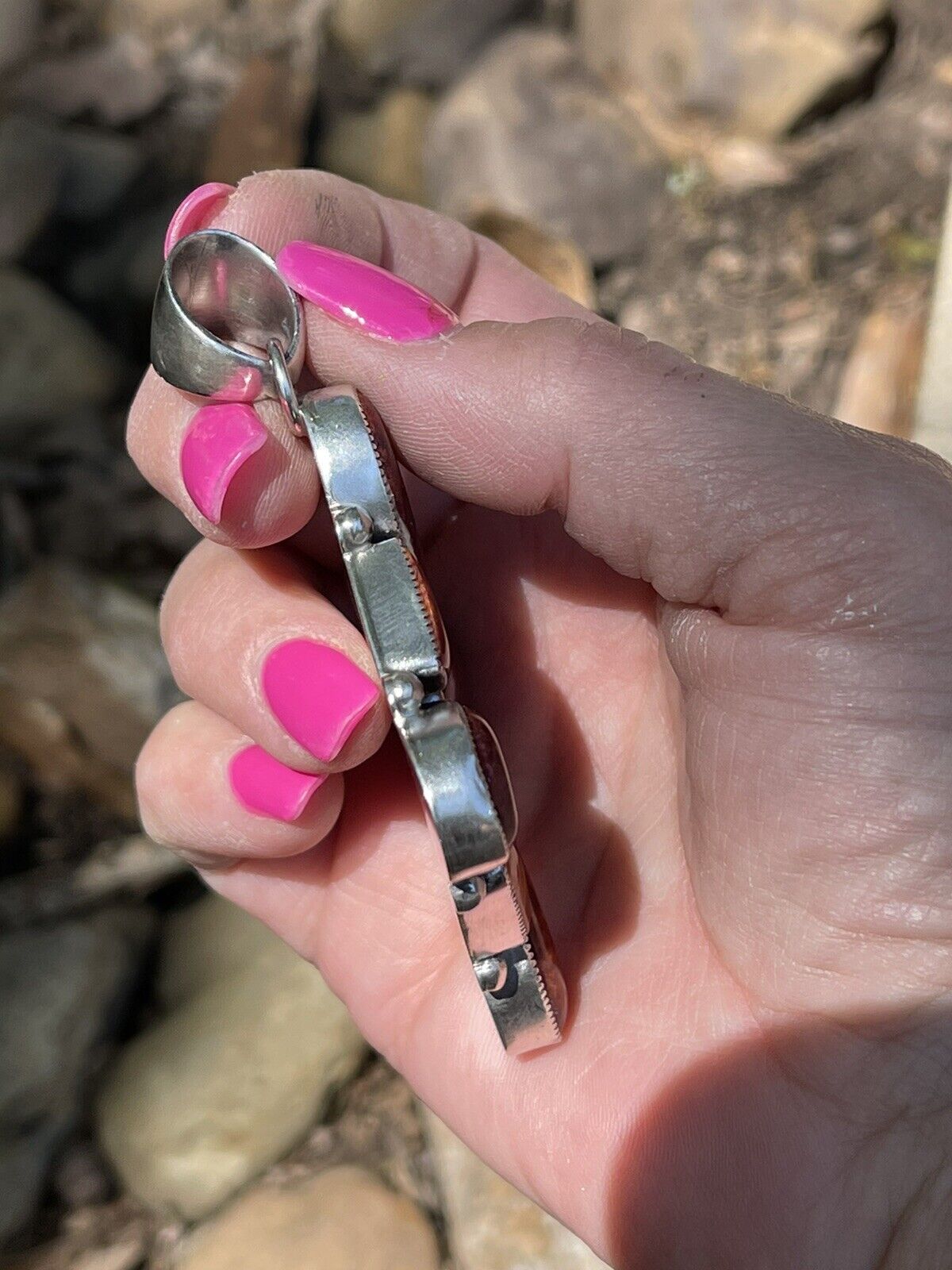 Handcrafted Sterling Silver Orange Spiny  Jumbo Cluster Pendant