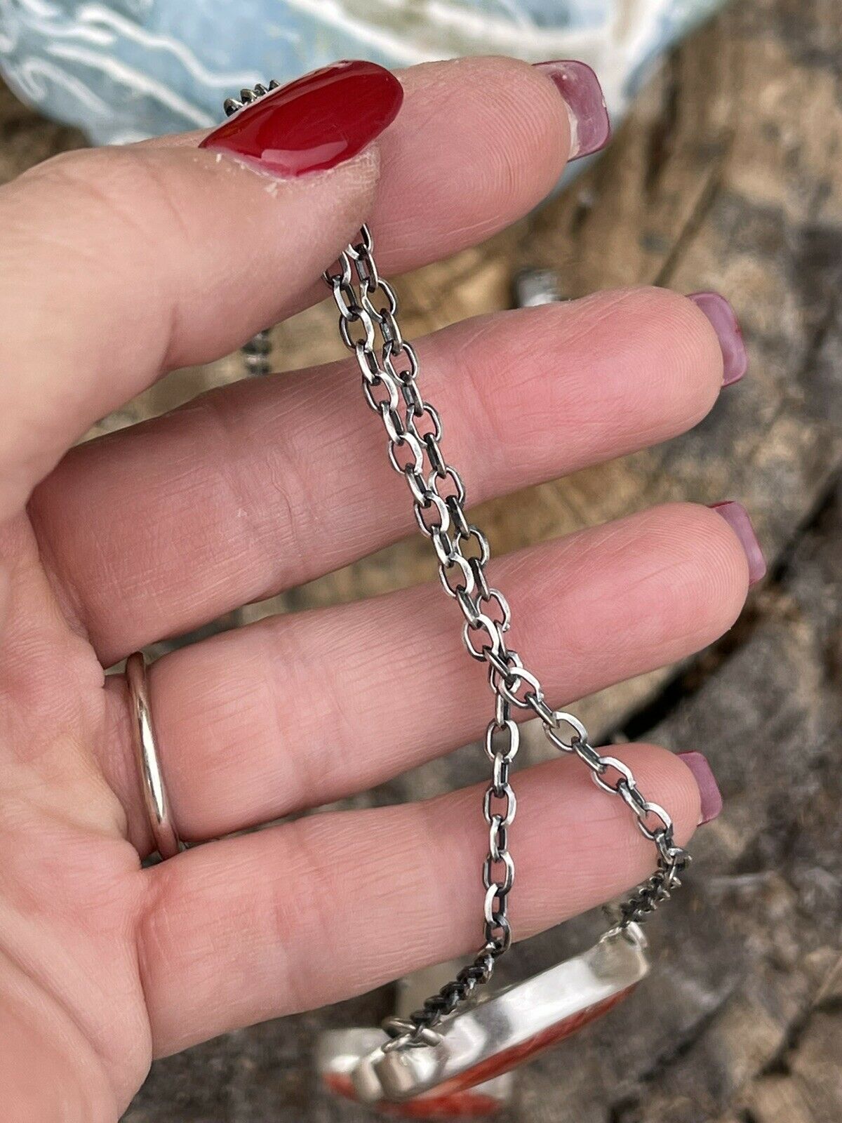 Handcrafted Orange Drop Spiny Sterling Silver Lariat Necklace