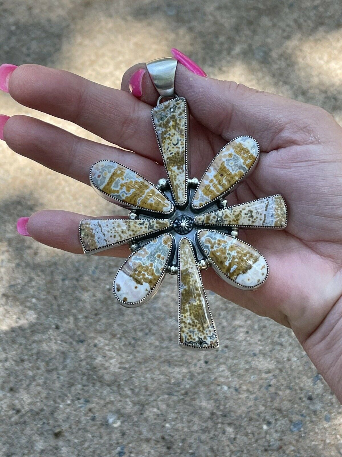 Handcrafted Sterling Silver Jasper Jumbo Cluster Pendant