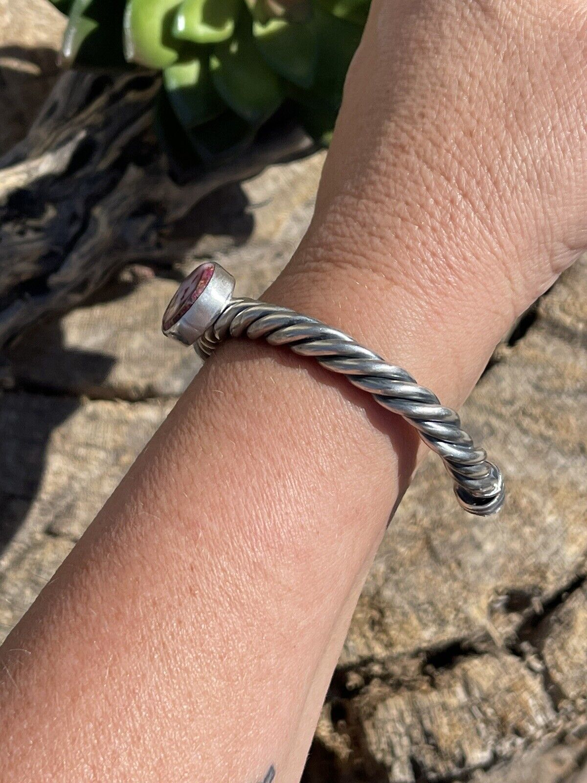 Handcrafted Pink Dream Mojave Sterling Silver Custom Cuff