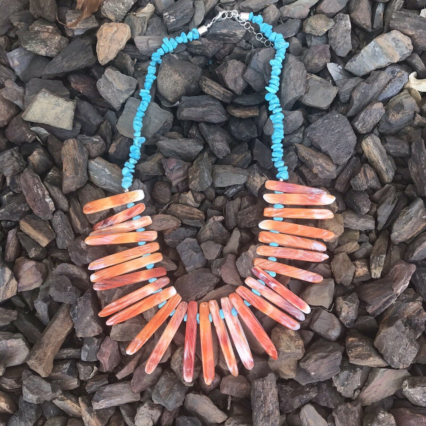 Handcrafted Sterling Turquoise Spiny Oyster Necklace