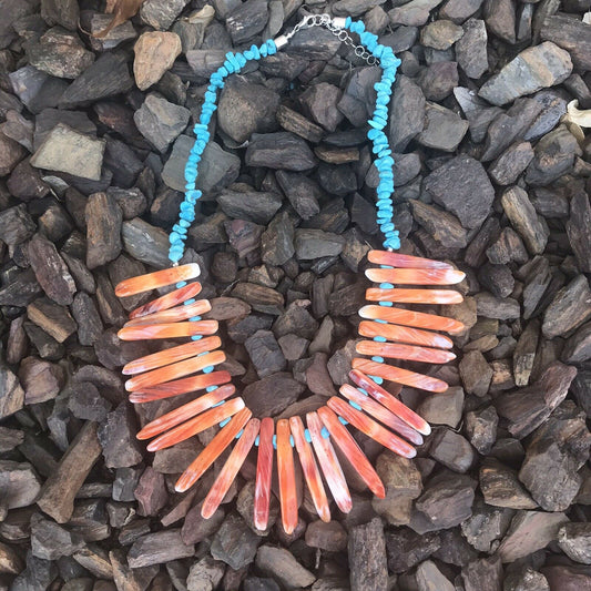 Handcrafted Sterling Turquoise Spiny Oyster Necklace