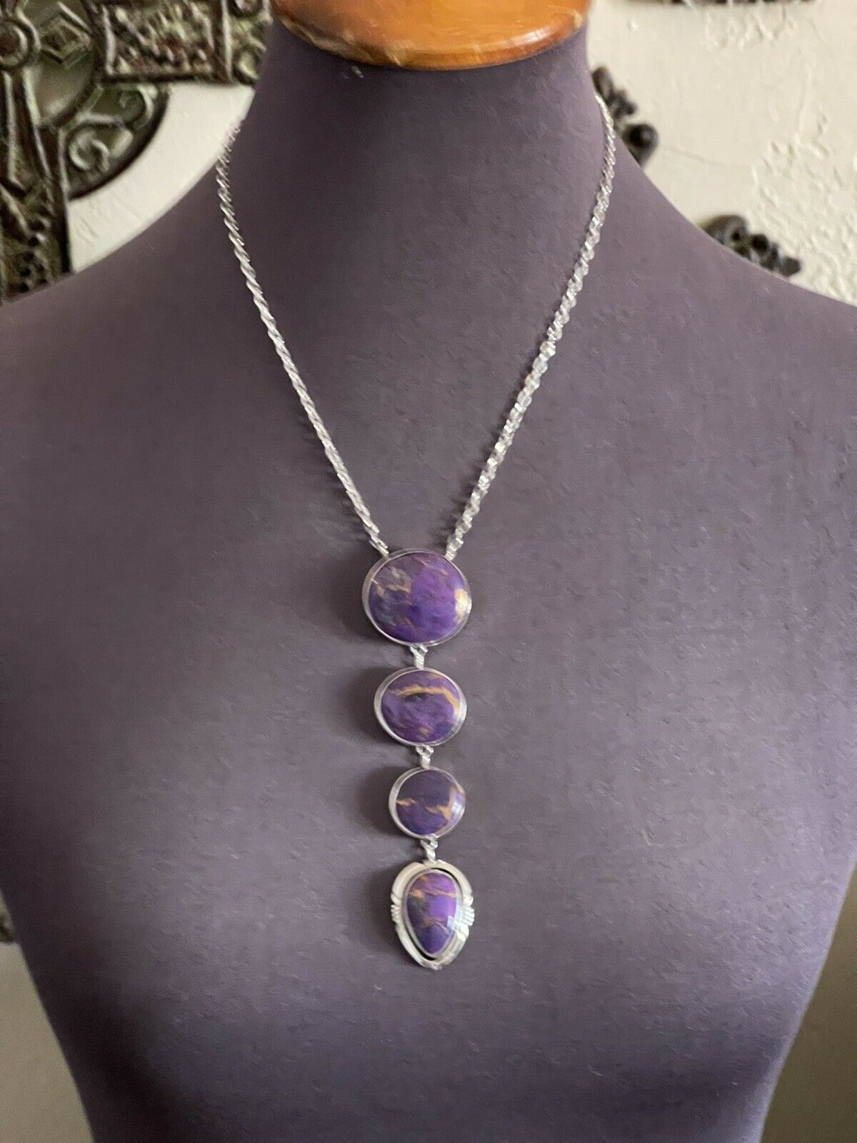 Handcrafted Purple Dream Mojave & Sterling Silver Lariat Necklace