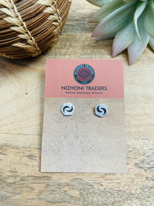 Handcrafted Overlaid Sterling Silver Moon Stud Earrings