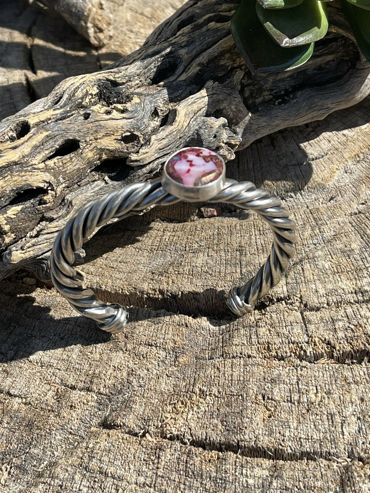 Handcrafted Pink Dream Mojave Sterling Silver Custom Cuff