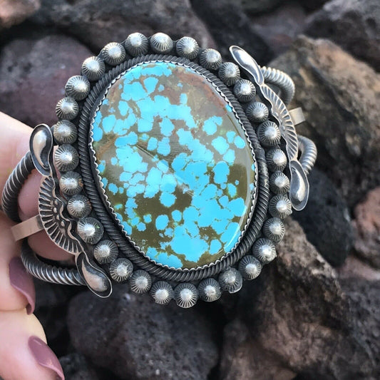 Navajo Royston Turquoise Sterling Silver Cuff Bracelet Signed