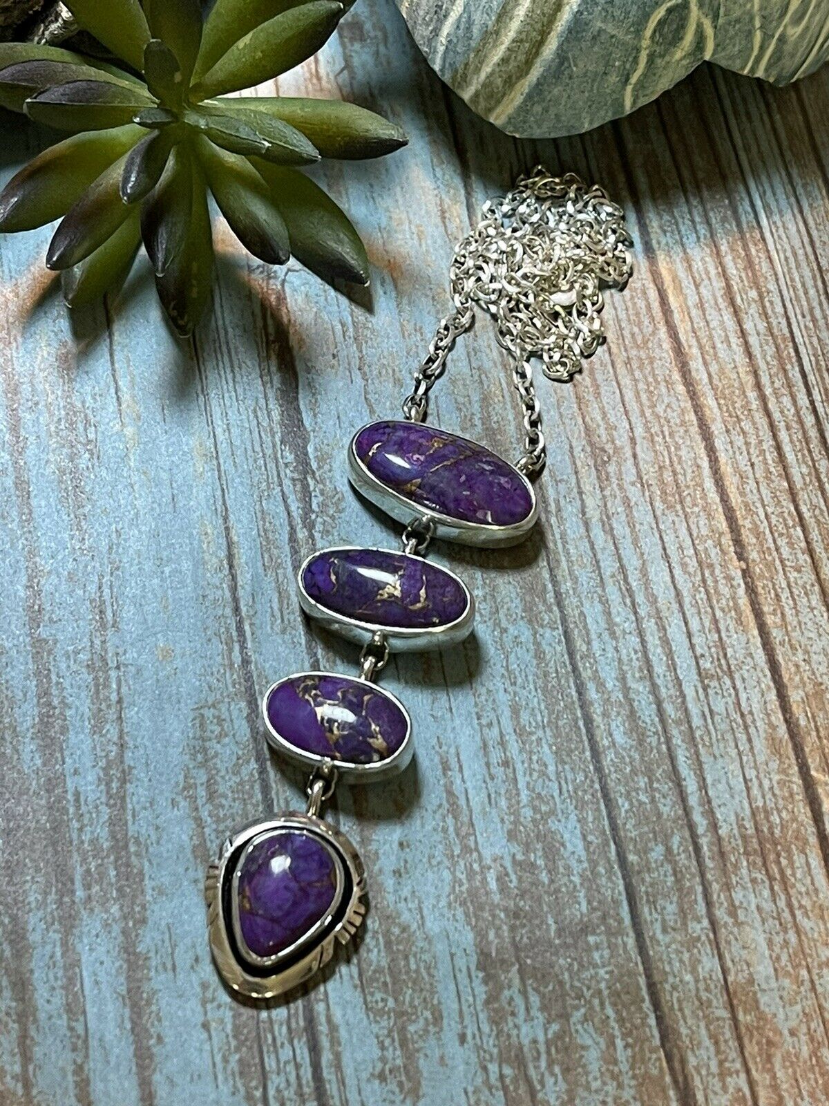 Handcrafted Purple Dream Mojave & Sterling Silver Lariat Necklace