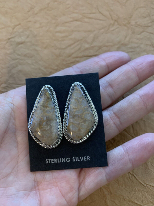 Handcrafted Fossilized Coral & Sterling Silver Studs