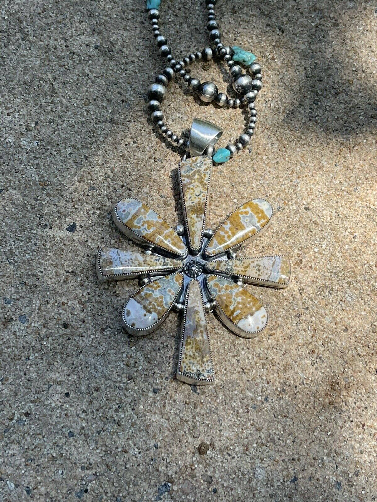 Handcrafted Sterling Silver Jasper Jumbo Cluster Pendant