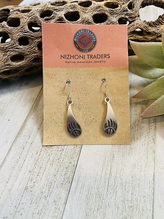 Handcrafted Sterling Silver Bear Paw Dangle Earrings