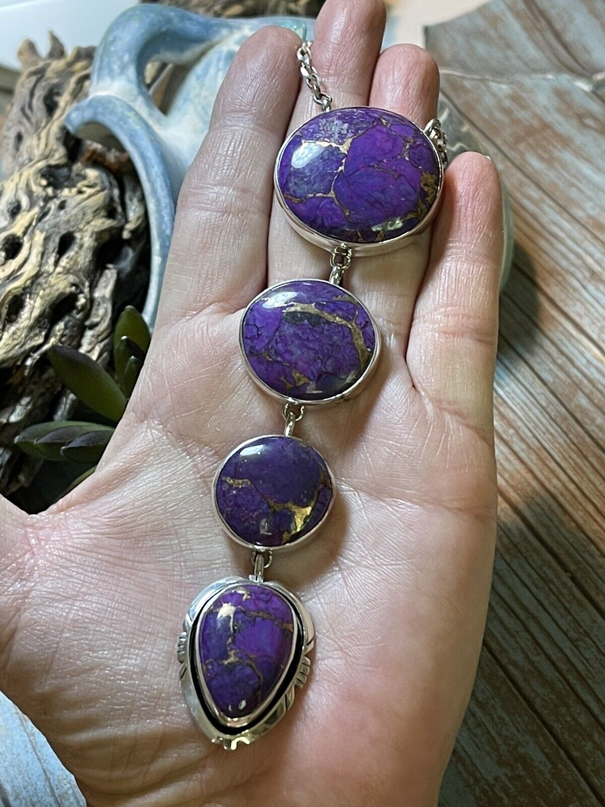Handcrafted Purple Dream Mojave & Sterling Silver Lariat Necklace