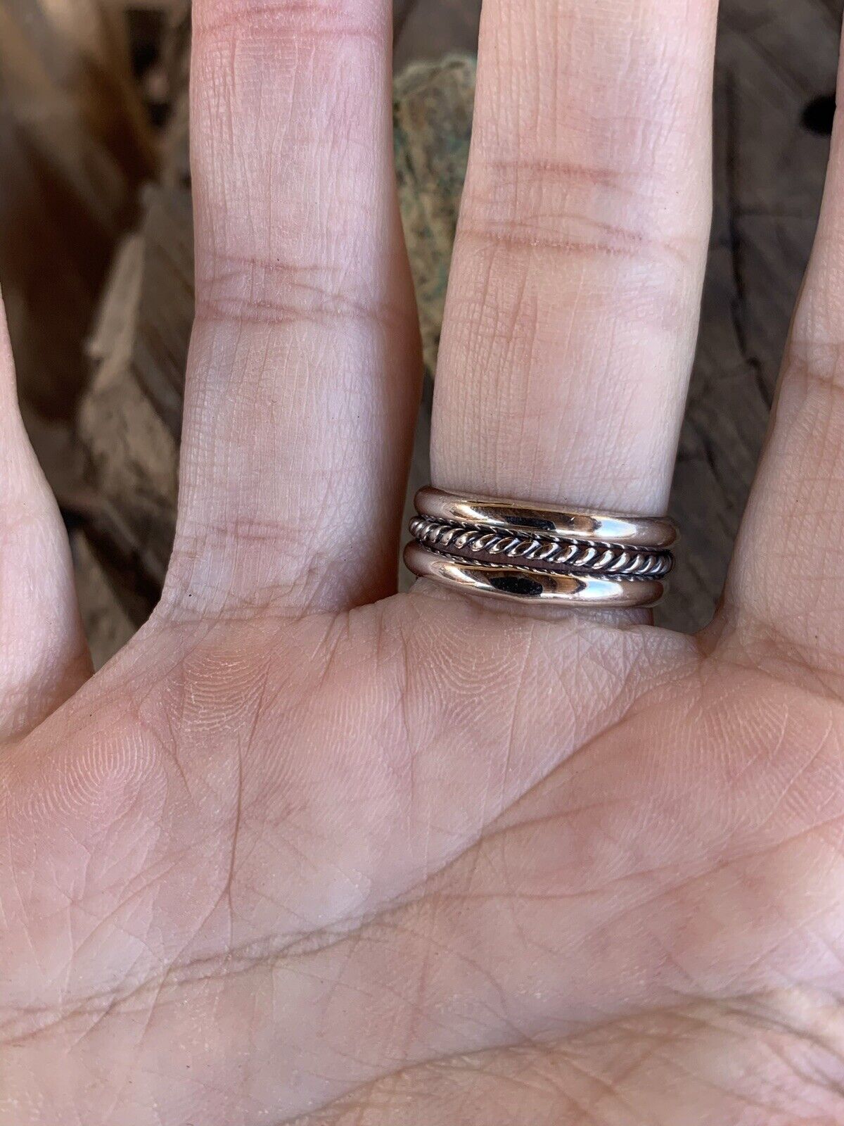 Handcrafted Turquoise & Sterling Silver Braided Band Ring