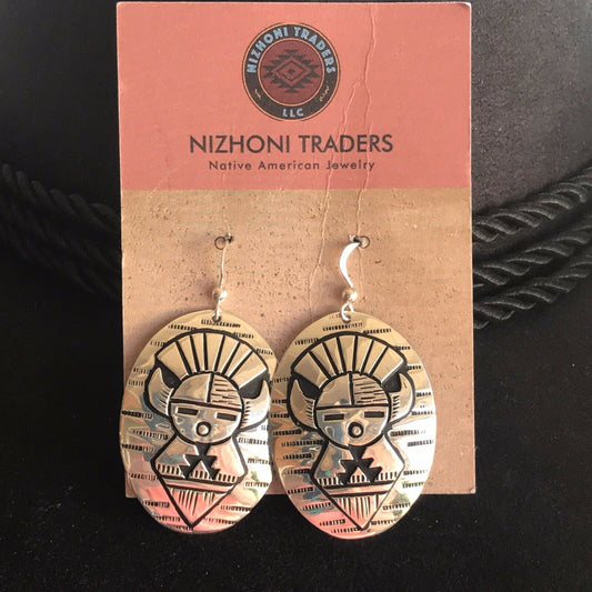 Handcrafted Sterling Silver Etched Hand Stamped Dangle Earrings