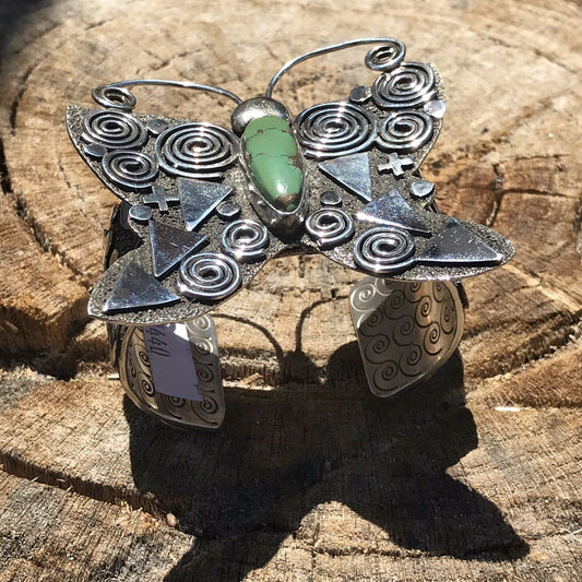 Sterling Turquoise Butterfly Bracelet Cuff By Alex Sanchez /