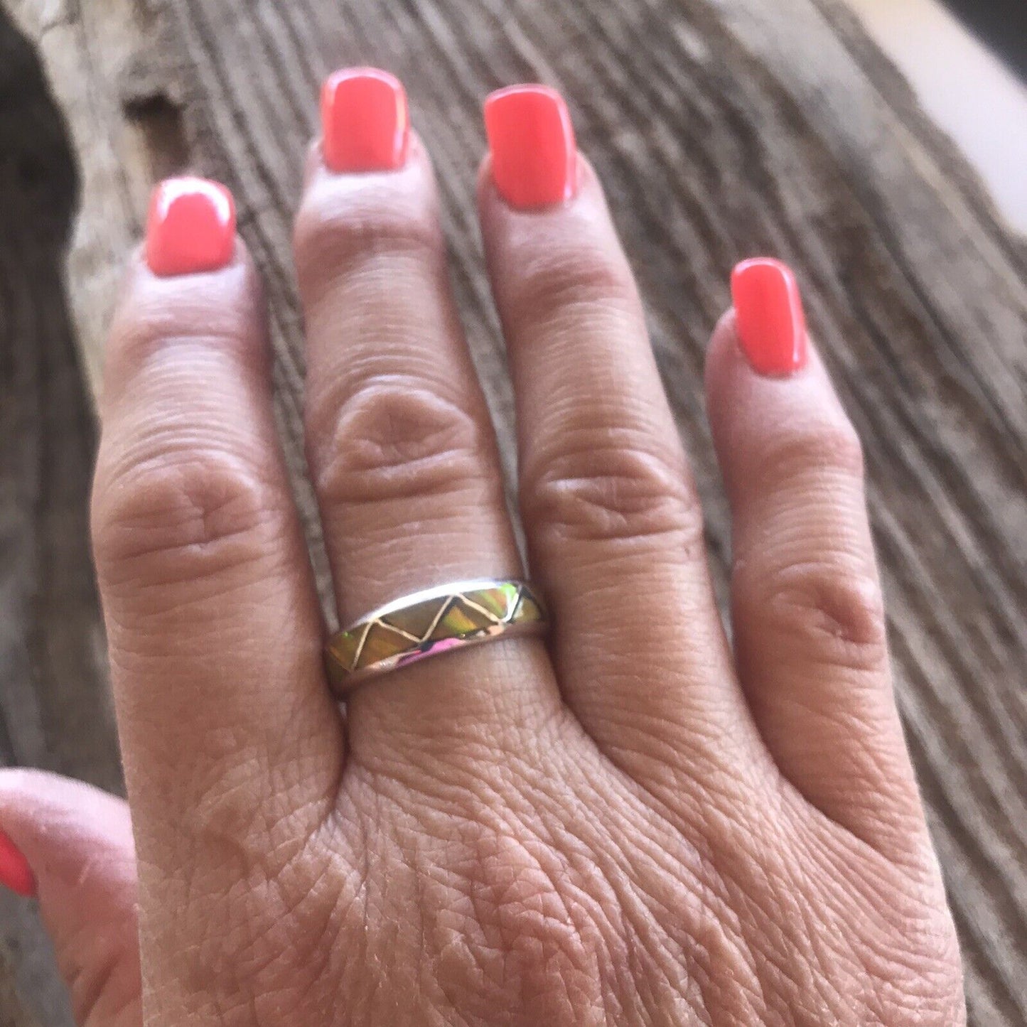 Handcrafted Sterling Silver Yellow Opal Band Ring