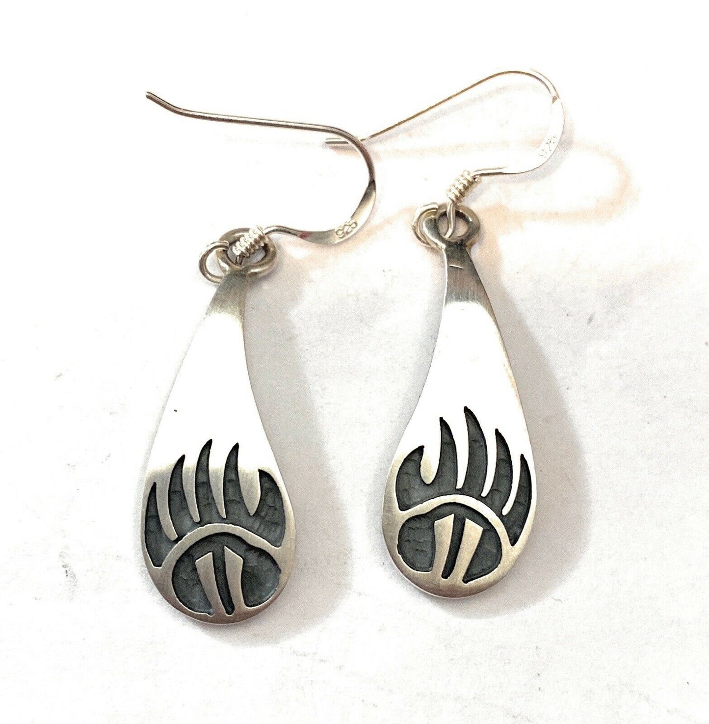 Handcrafted Sterling Silver Bear Paw Dangle Earrings