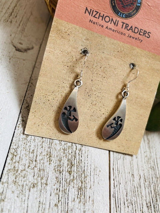 Handcrafted Sterling Silver Kokopelli Dangle Earrings
