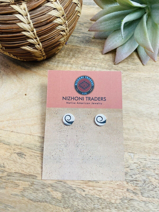 Handcrafted Overlaid Sterling Silver Swirl Stud Earrings