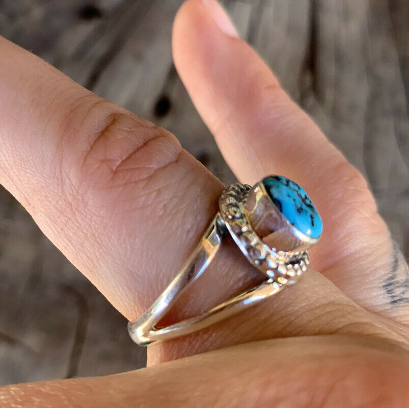 Navajo Kingmen Turquoise & Sterling Silver Double Band Ring