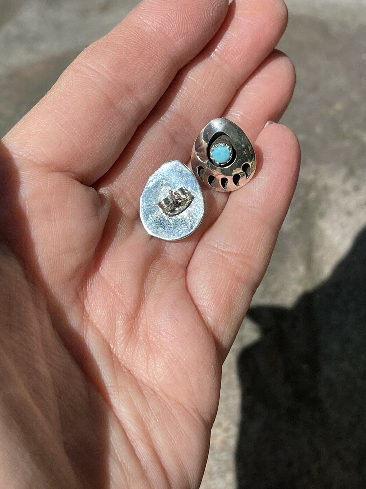 Handcrafted Sterling Silver And Turquoise Bear Paw Post Earrings