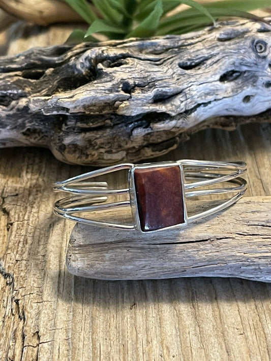Handcrafted Spiny Sterling Silver  Bracelet Loop Cuff Stamped Begay