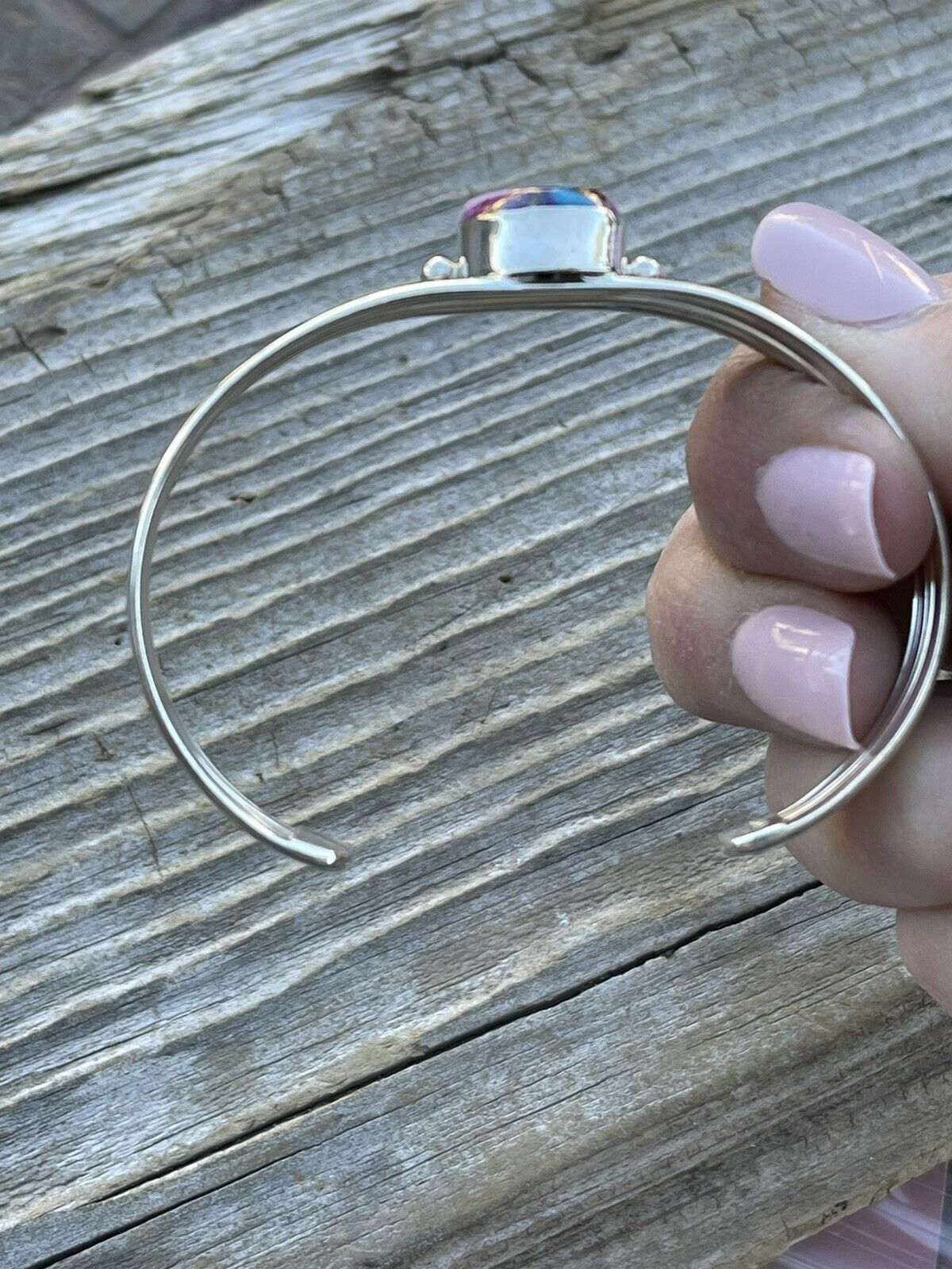 Handcrafted Pink Dream Mojave Sterling Silver Custom Cuff