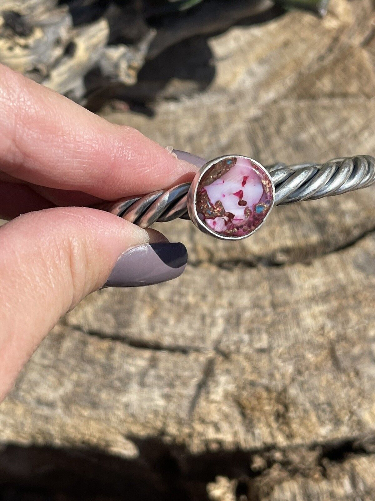 Handcrafted Pink Dream Mojave Sterling Silver Custom Cuff