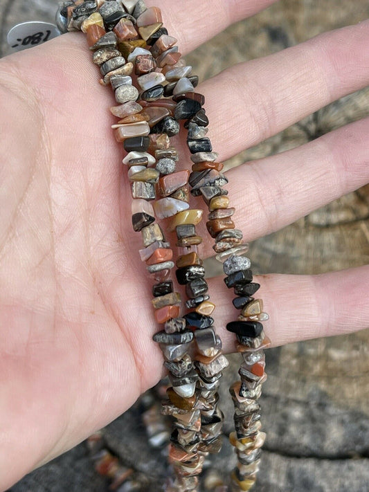Handcrafted Sterling Silver Multi Jasper Chip Triple Strand Necklace