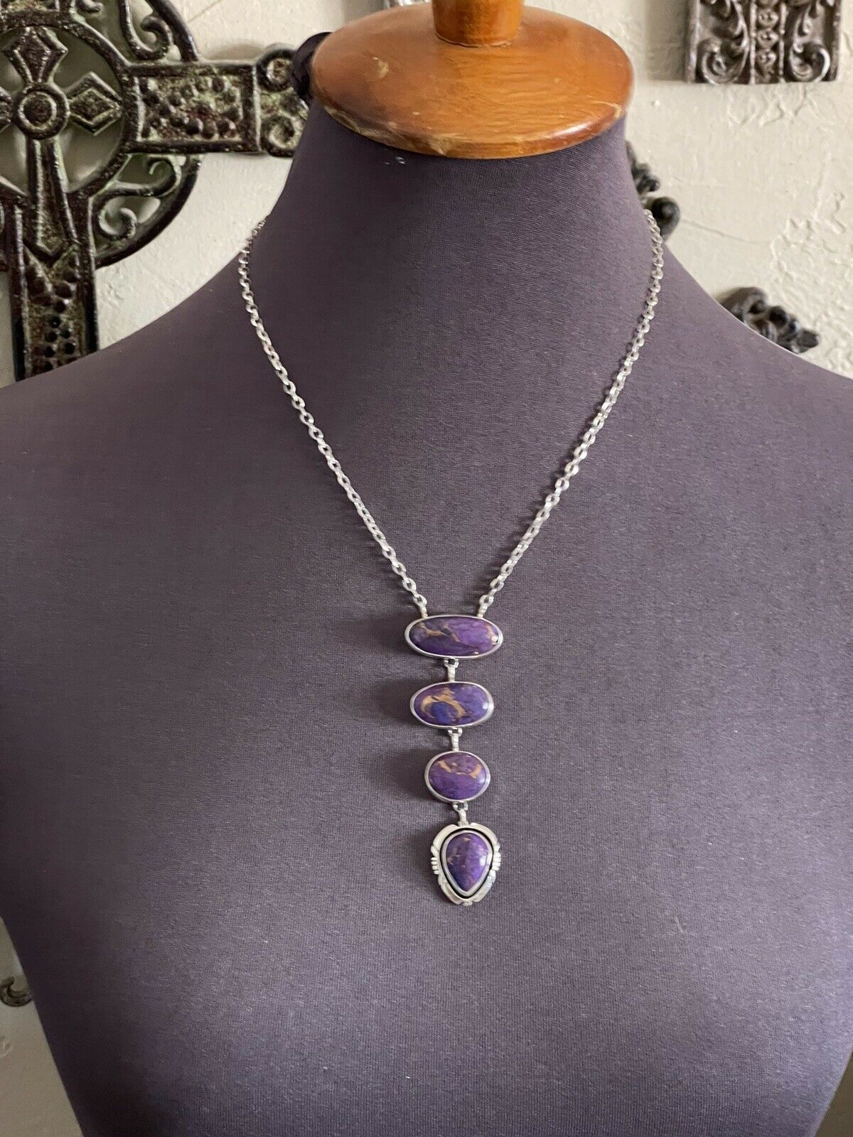 Handcrafted Purple Dream Mojave & Sterling Silver Lariat Necklace