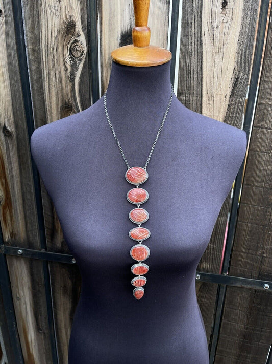 Handcrafted Sterling Silver & Spiny Drop Necklace By Wydell Billie