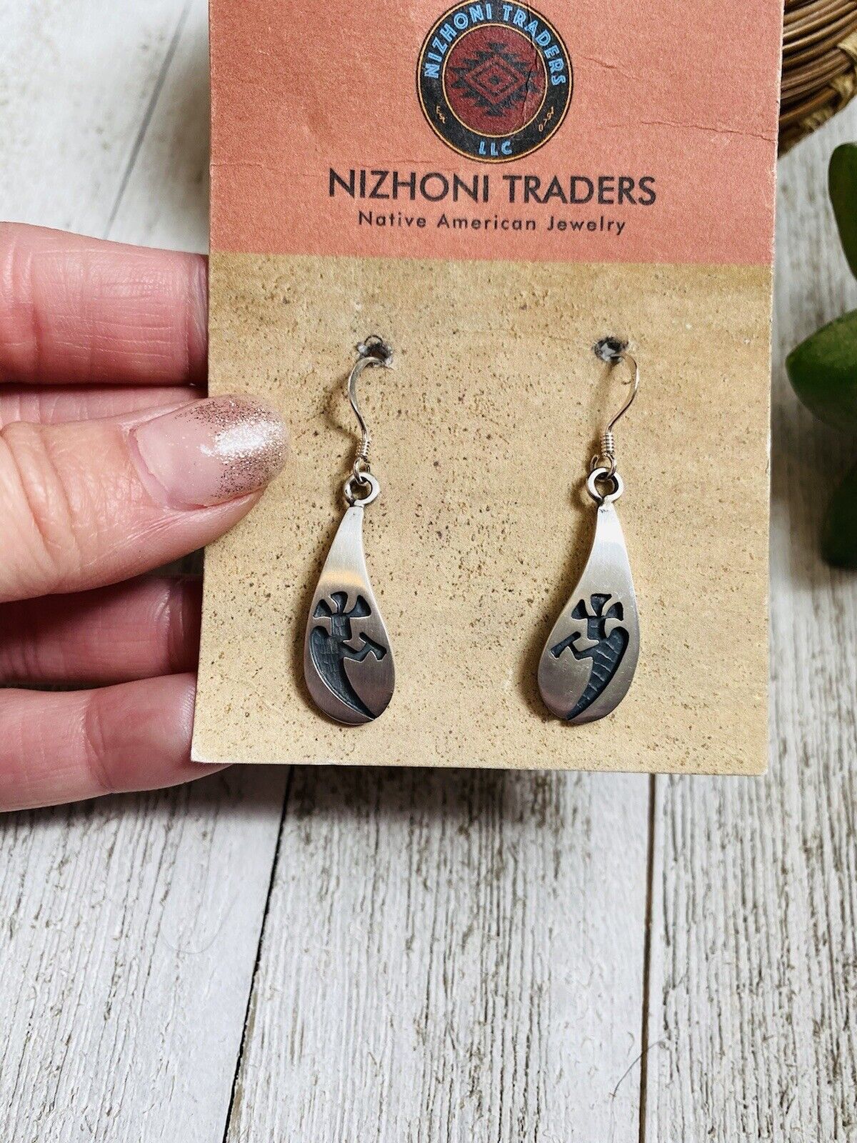 Hopi Sterling Silver Kokopelli Dangle Earrings