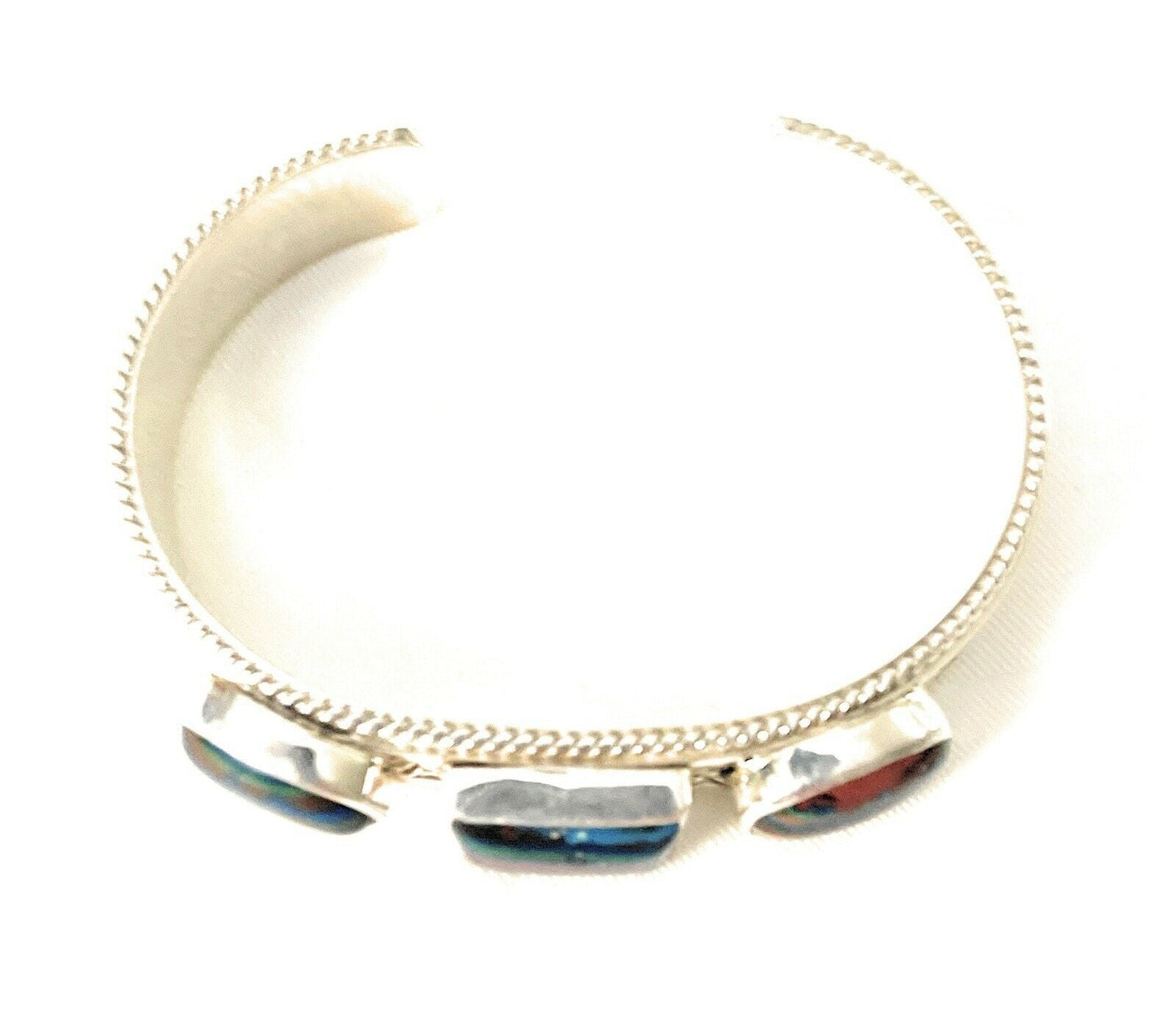 Unique Handcrafted Sterling Silver & Rainbow Stone Elegant Cuff Bracelet