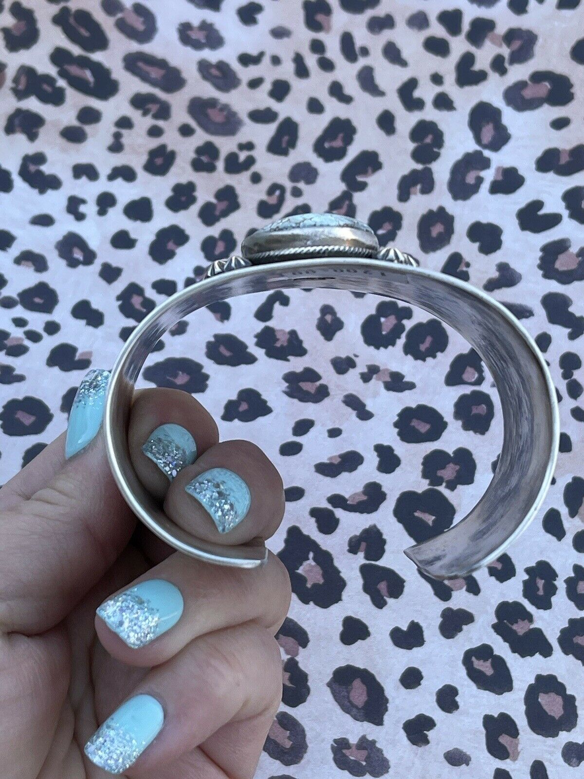Handcrafted Handmade Sterling & Number 8 Turquoise Signed Cuff Signed Danny Clark