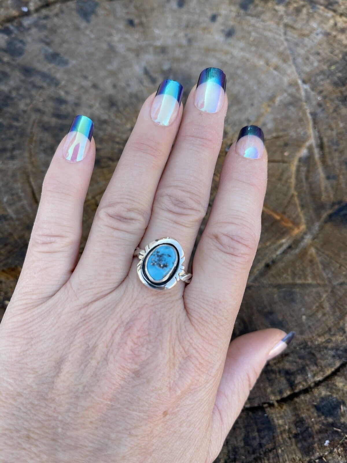 Handcrafted Sterling Silver Kingman Turquoise Rope Ring