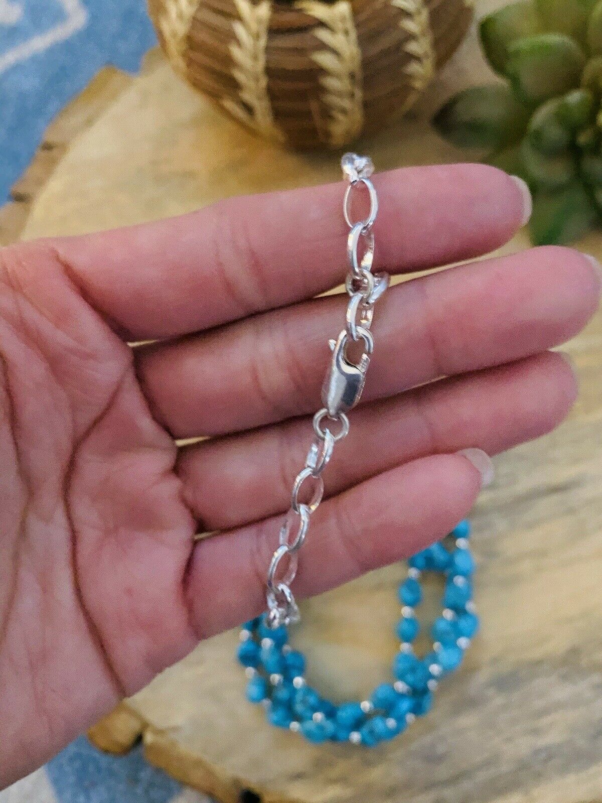 Handcrafted Sterling Silver & Natural Sleeping Beauty Turquoise Nugget  Necklace