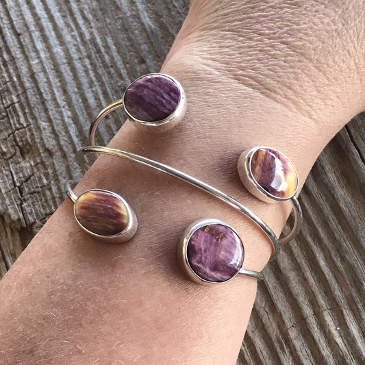 Handcrafted Beautiful Floating Stone Spiny Sterling Silver Cuff Bracelet Kee- J