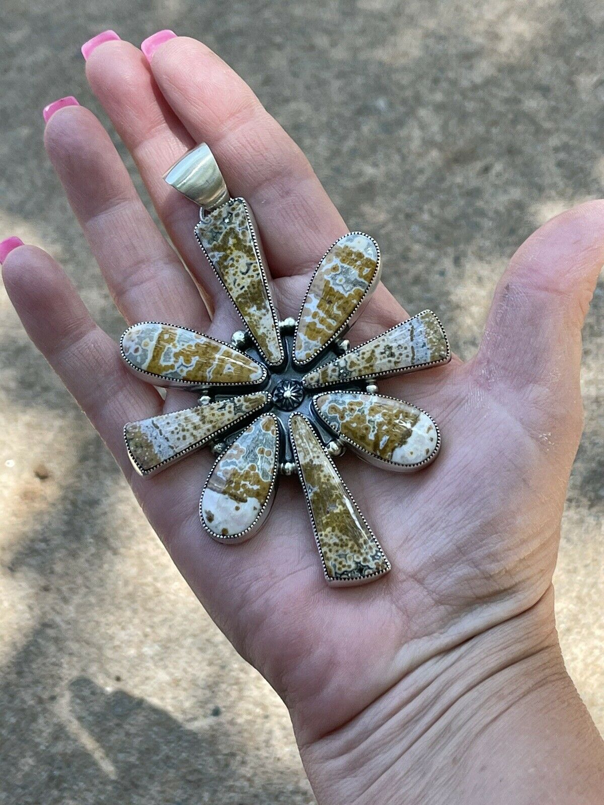 Handcrafted Sterling Silver Jasper Jumbo Cluster Pendant