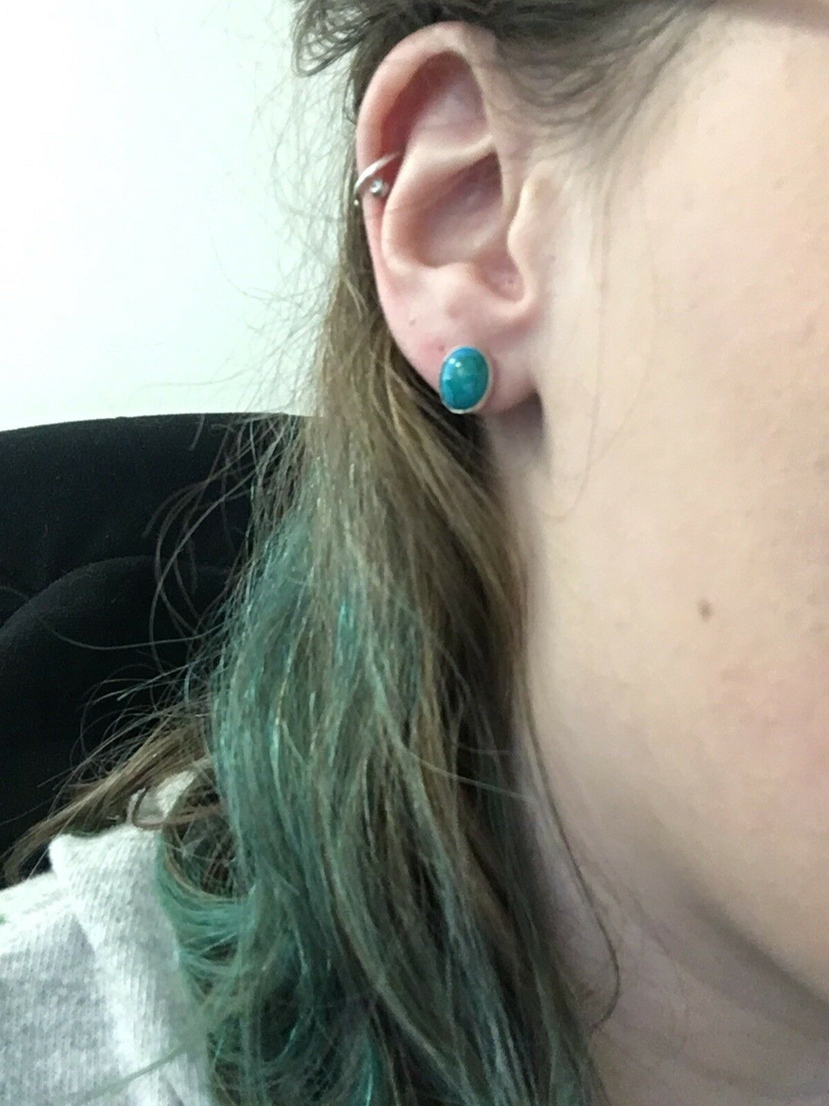 Handcrafted Beautiful Turquoise And Sterling Silver Studs