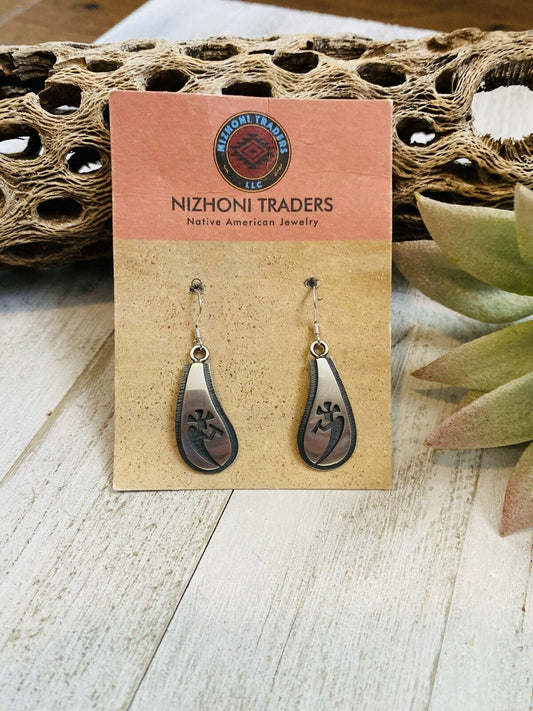 Handcrafted Sterling Silver Kokopelli Dangle Earrings