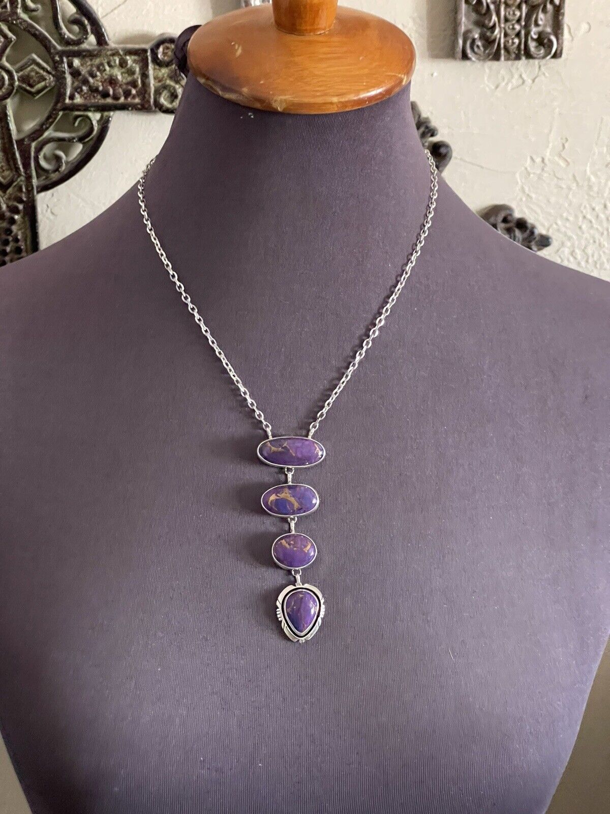 Handcrafted Purple Dream Mojave & Sterling Silver Lariat Necklace