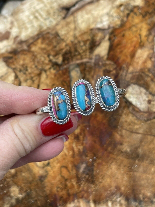 Handcrafted Purple Dream & Sterling Ring Adjustable